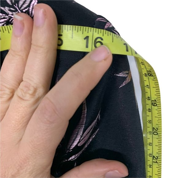 Vintage Y2K MSK Purple Foliage Pattern Silk Blend Satin Longline Blazer Petite M - Picture 5 of 16